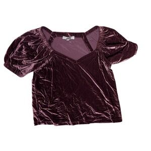 LOFT Women's Velvet Top‎ Blouse Shirt Plum Purple Small S Casual Party
